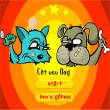 Cat dog fight logo